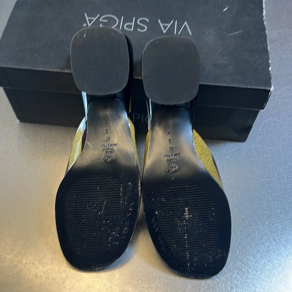 VIA SPIGA "DINGLE" SLIDE, GREEN AND BROWN ZEBRA PATENT, SIZE 8M - Picture 5 of 6